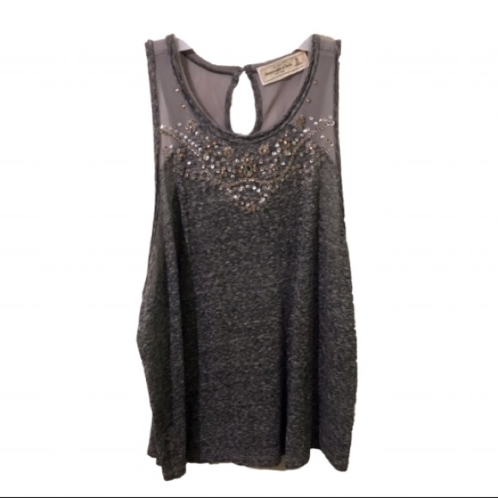 Gray sequined tank top